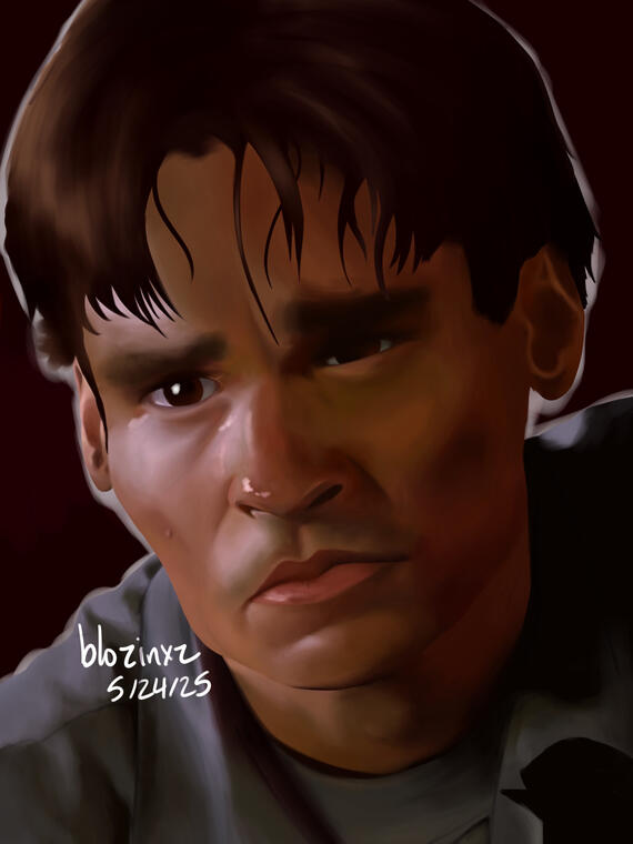 diomedes from the iliad. he has one hand in a fist on his hip and the other one splayed out. he is wearing vaguely grecco-roman armor and a red cape